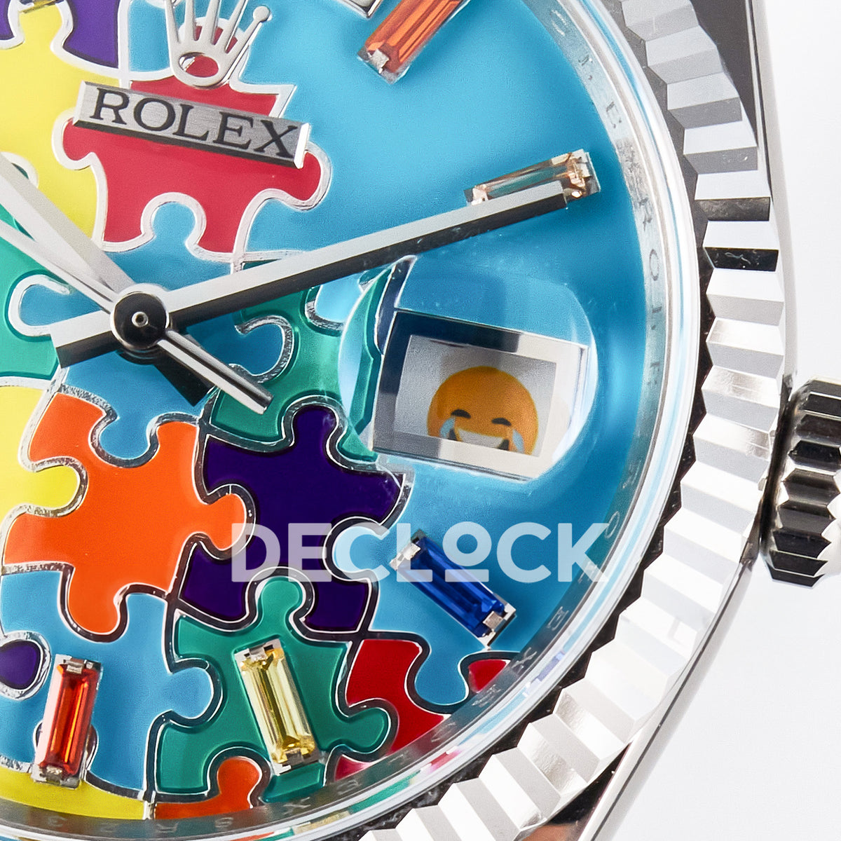Rolex Day-Date Custom Puzzle 128239 Turquoise QHF A2834 replica - emoji window
