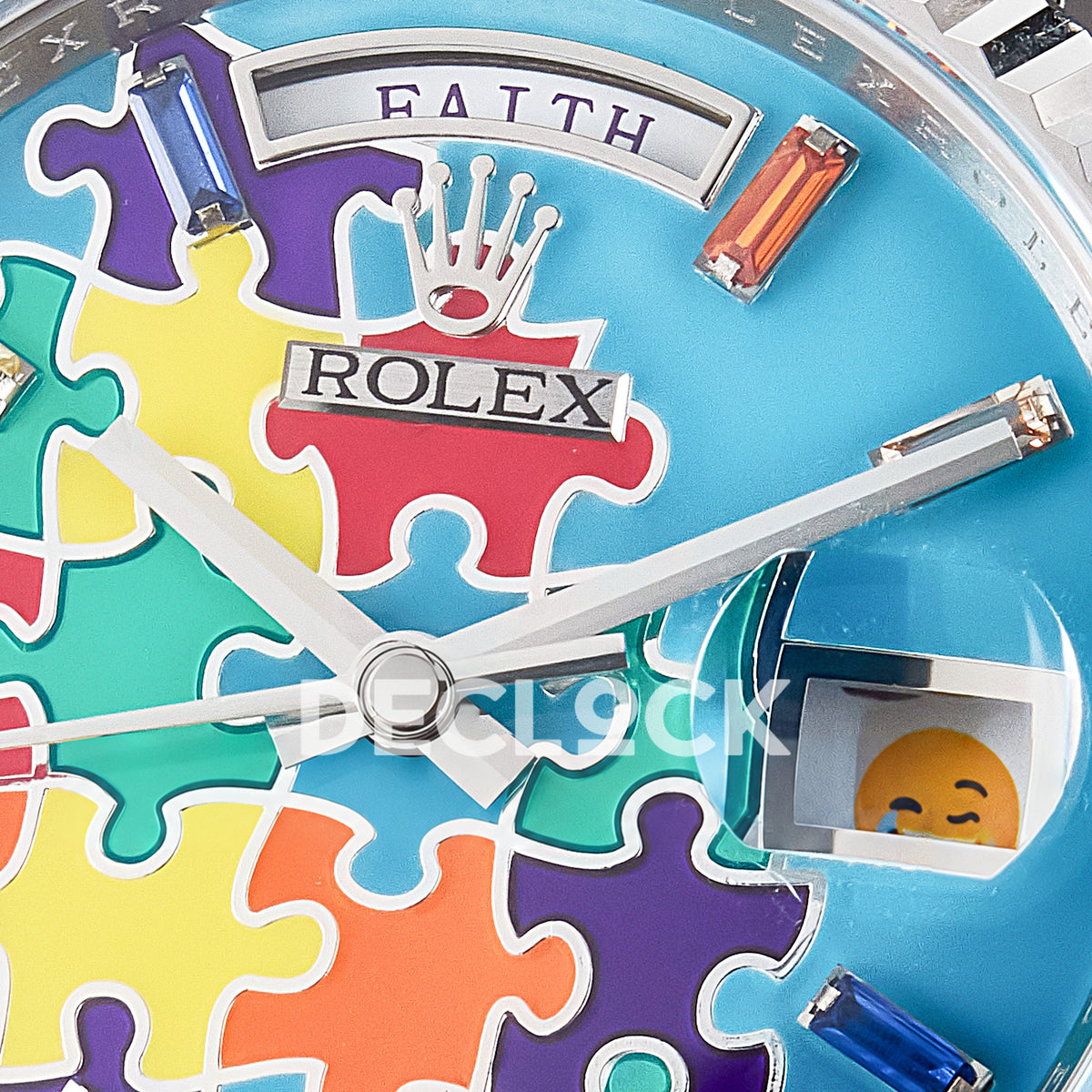 Rolex Day-Date Custom Puzzle 128239 Turquoise QHF A2834 replica - puzzle dial