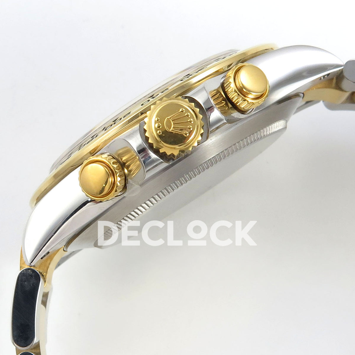 Rolex Daytona 116503 VF replica - original gold-tone crown and screw-down pushers on silver case
