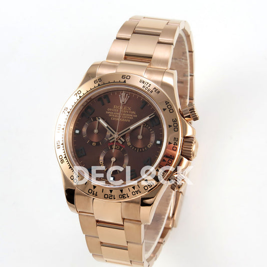 Rolex Daytona 116505 QF Gain Weight replica - angled front view of rose-gold-finish case and bracelet