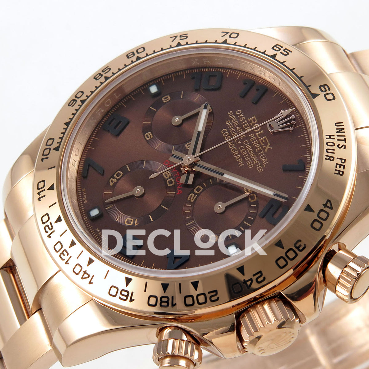 Rolex Daytona 116505 QF Gain Weight replica - opposite brown dial angle and gold-tone subdial markings