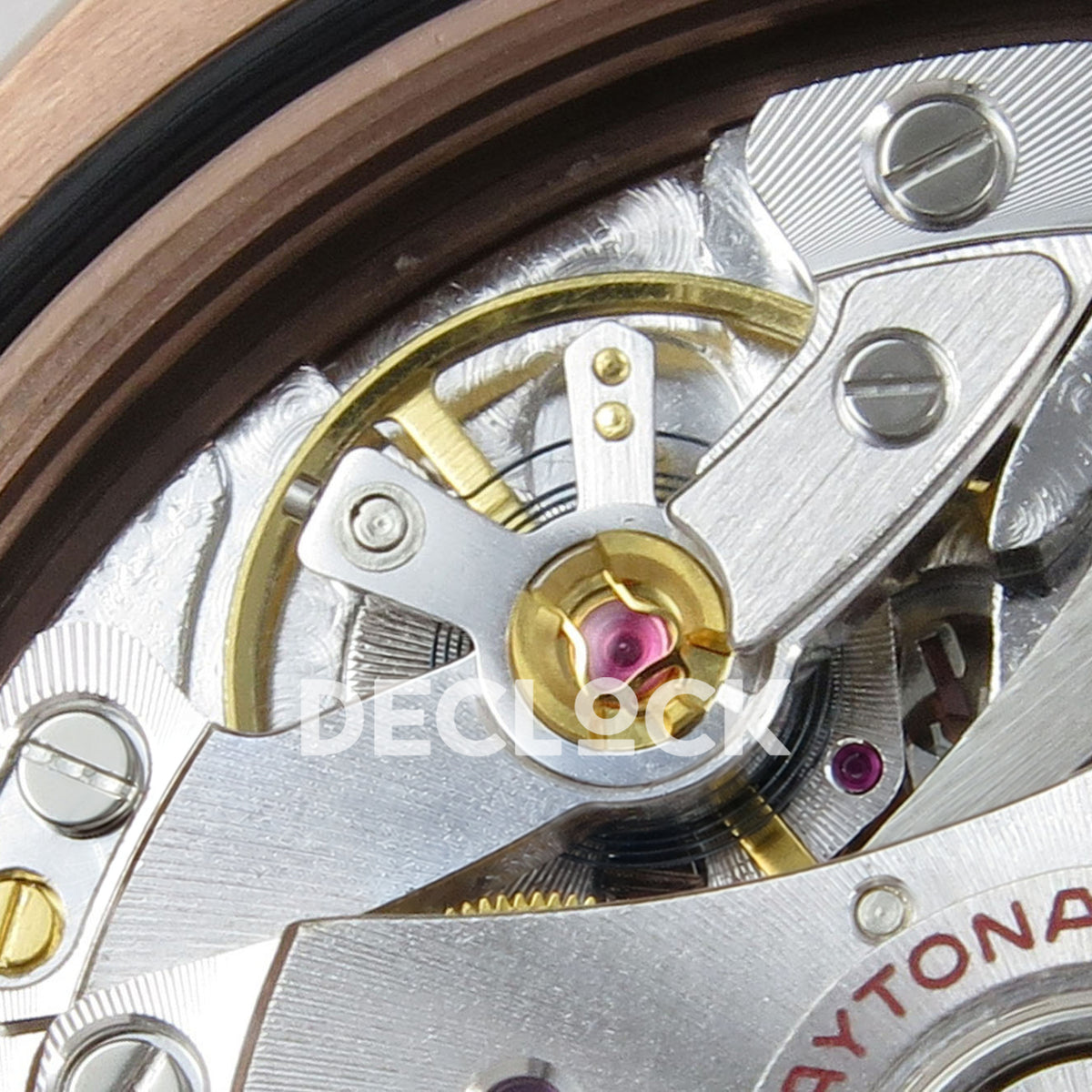 Rolex Daytona 116505 QF Gain Weight replica - balance wheel, hairspring and movement components close-up