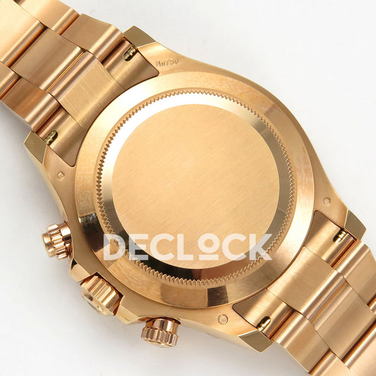 Rolex Daytona 116505 VF replica - closed brushed gold-tone caseback with original hallmarks