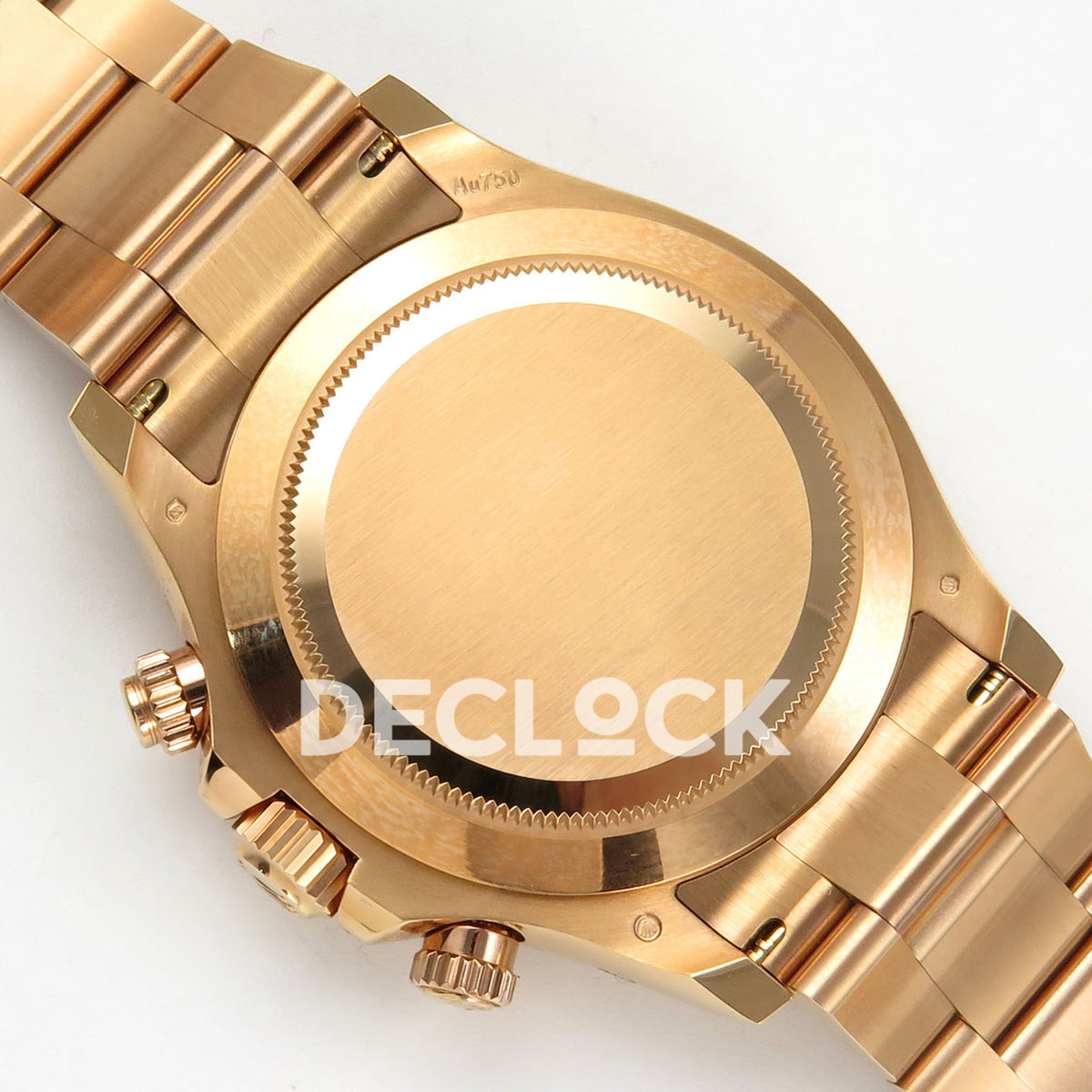 Rolex Daytona 116505 VF replica - closed brushed gold-tone caseback with original hallmarks