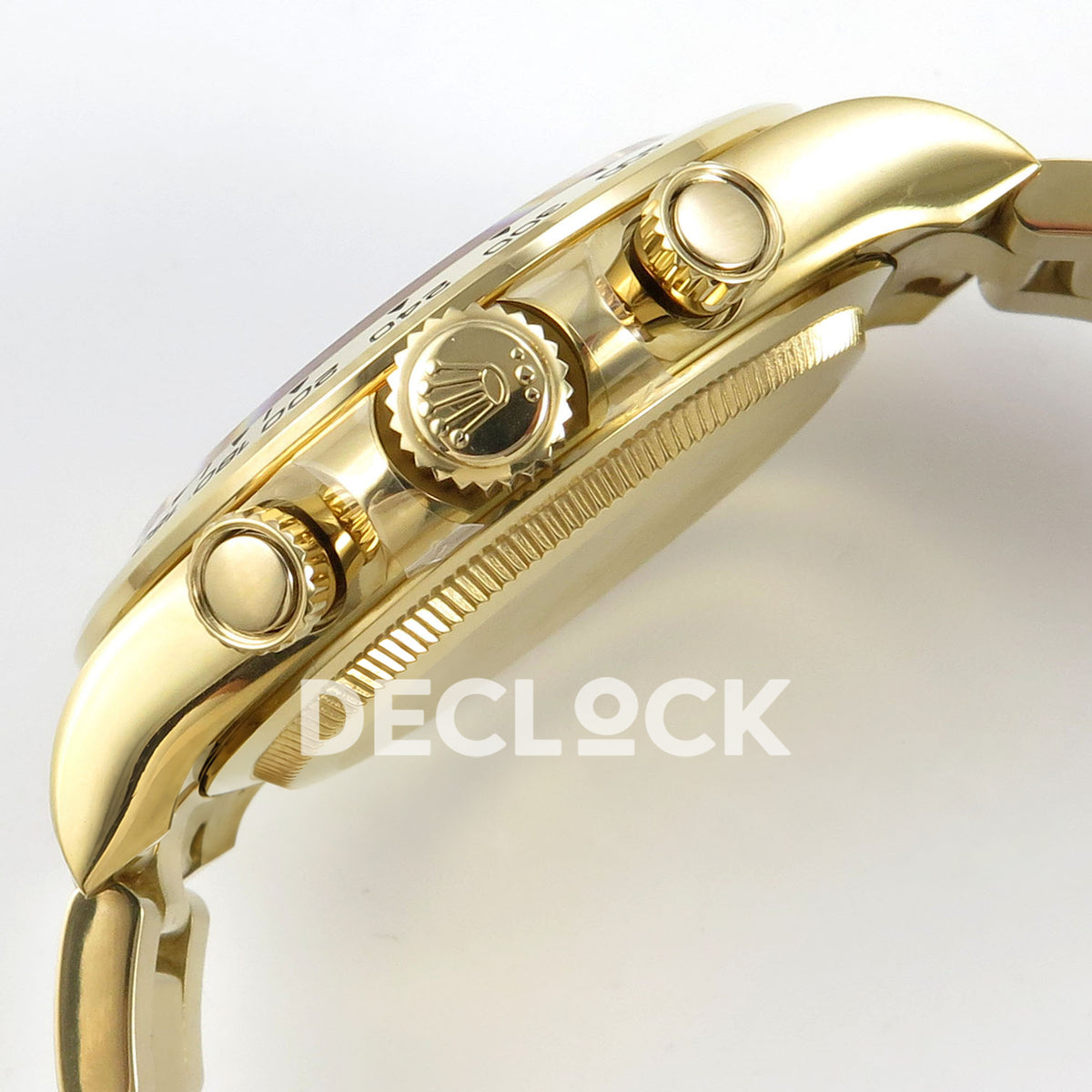 Rolex Daytona 116508 AVF replica - original crown and screw-down pushers in yellow-gold-tone finish