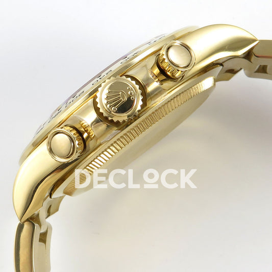 Rolex Daytona 116508 AVF replica - original crown and screw-down pushers in yellow-gold-tone finish