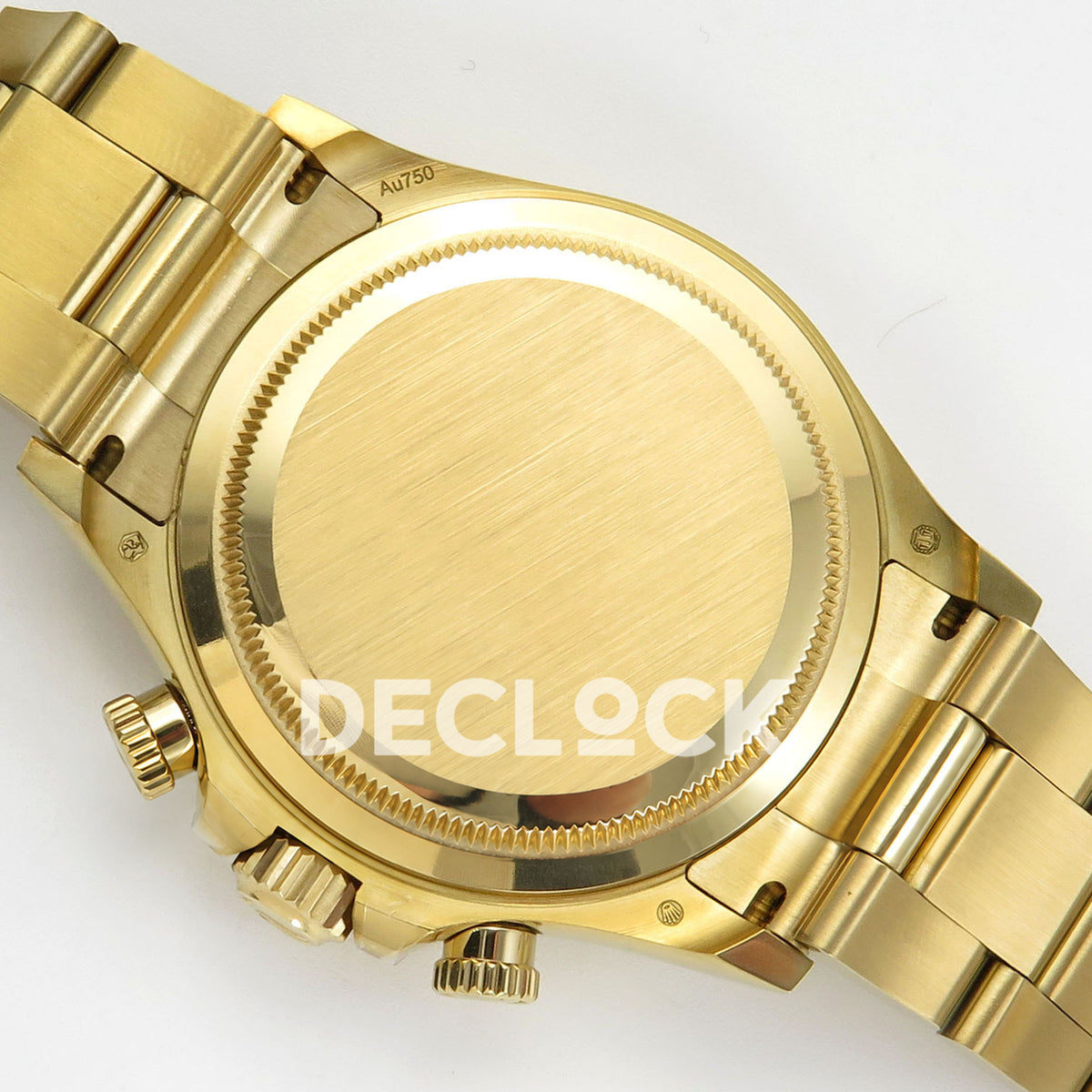 Rolex Daytona 116508 AVF replica - closed brushed gold-tone caseback with original hallmarks