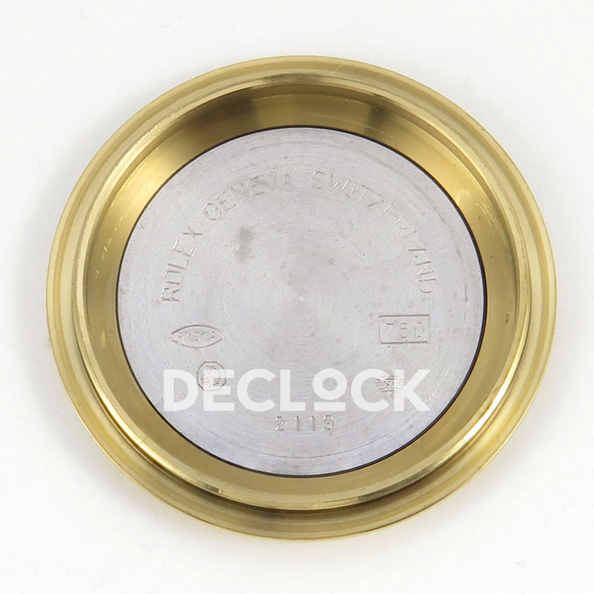 Rolex Daytona 116508 AVF replica - original silver caseback interior with gold rim and factory hallmarks