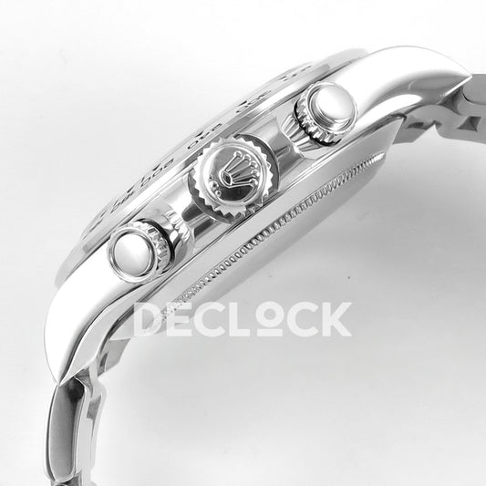 Rolex Daytona 116509 AVF replica - original crown and screw-down pushers in silver-tone finish