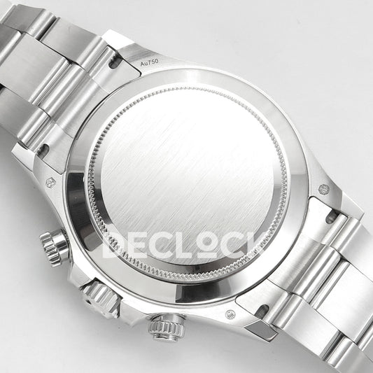 Rolex Daytona 116509 AVF replica - closed brushed silver-tone caseback with original hallmarks