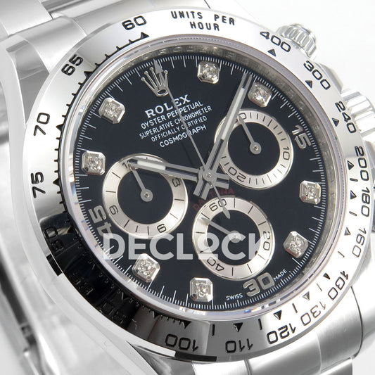 Rolex Daytona 116509 AVF replica - original square gem markers and silver counter rings from the left
