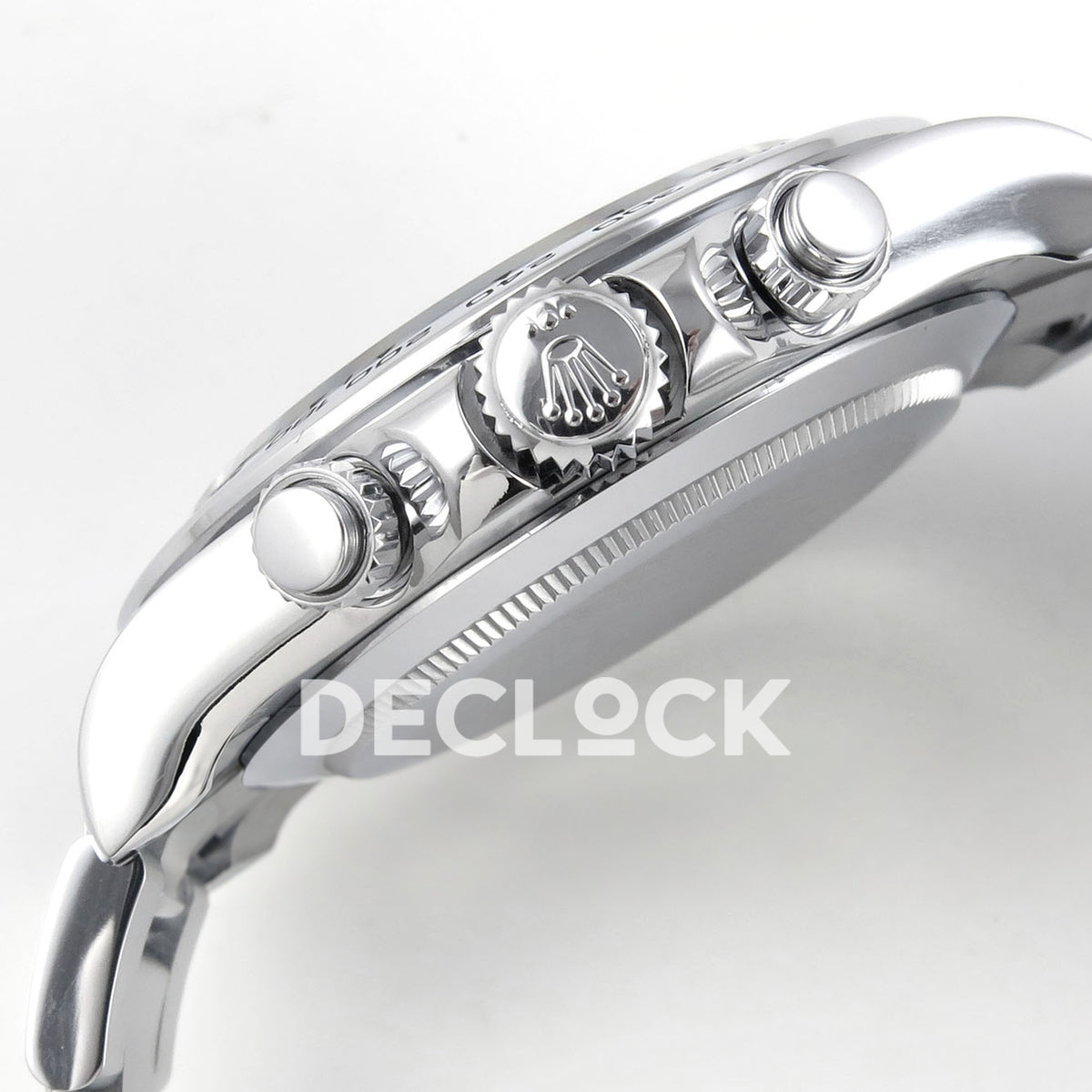 Rolex Daytona 116509 QF Gain Weight replica - winding crown and chronograph pushers close-up