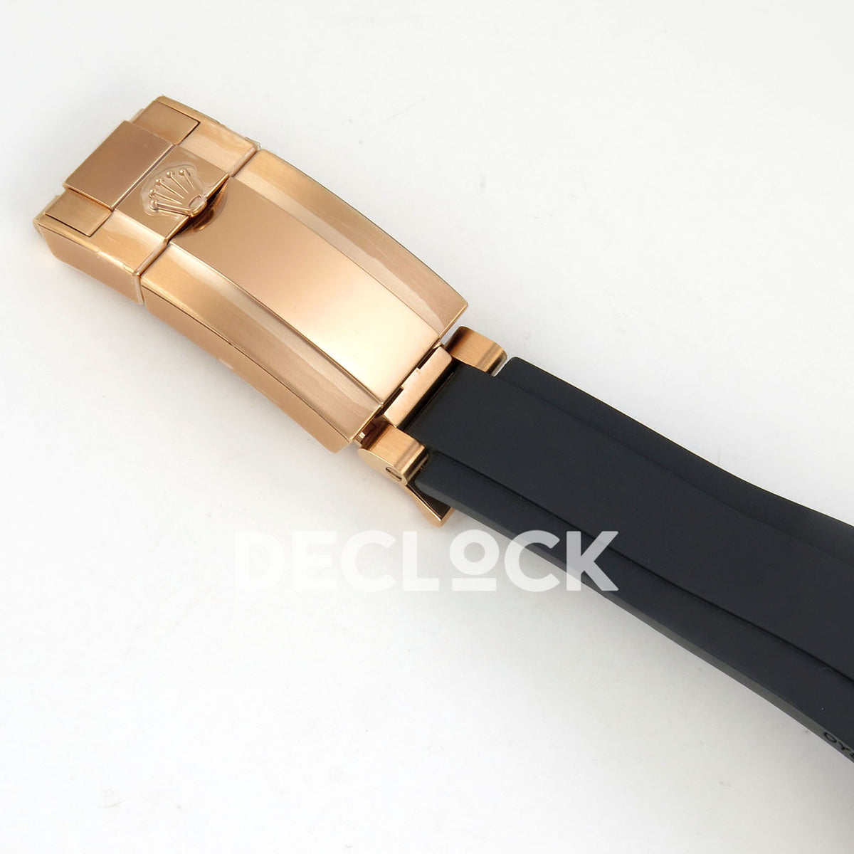 Rolex Daytona 116515 VF replica - closed rose-gold-tone clasp and black Oysterflex strap