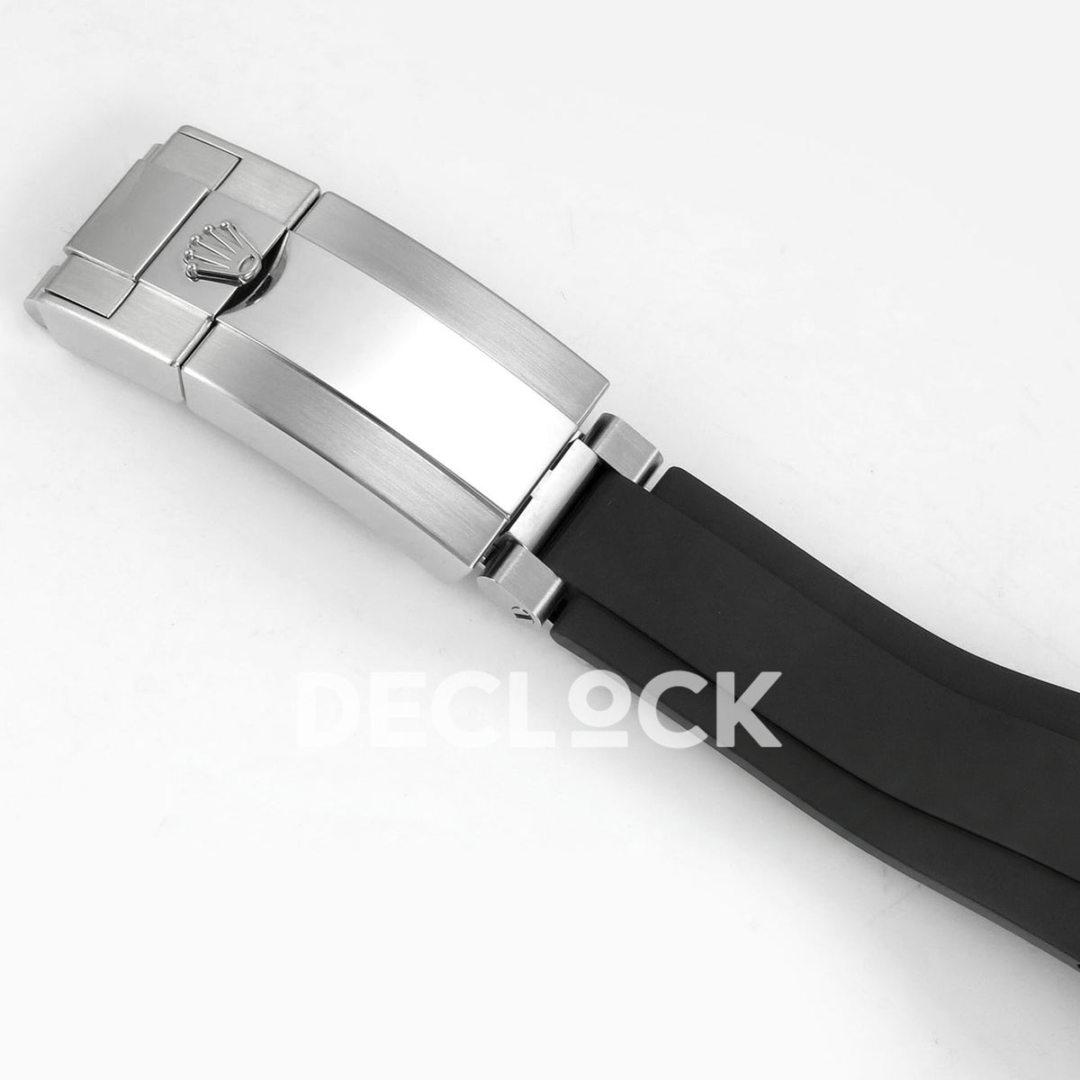 Rolex Daytona 116519 VF replica - closed silver-tone folding clasp and black rubber strap