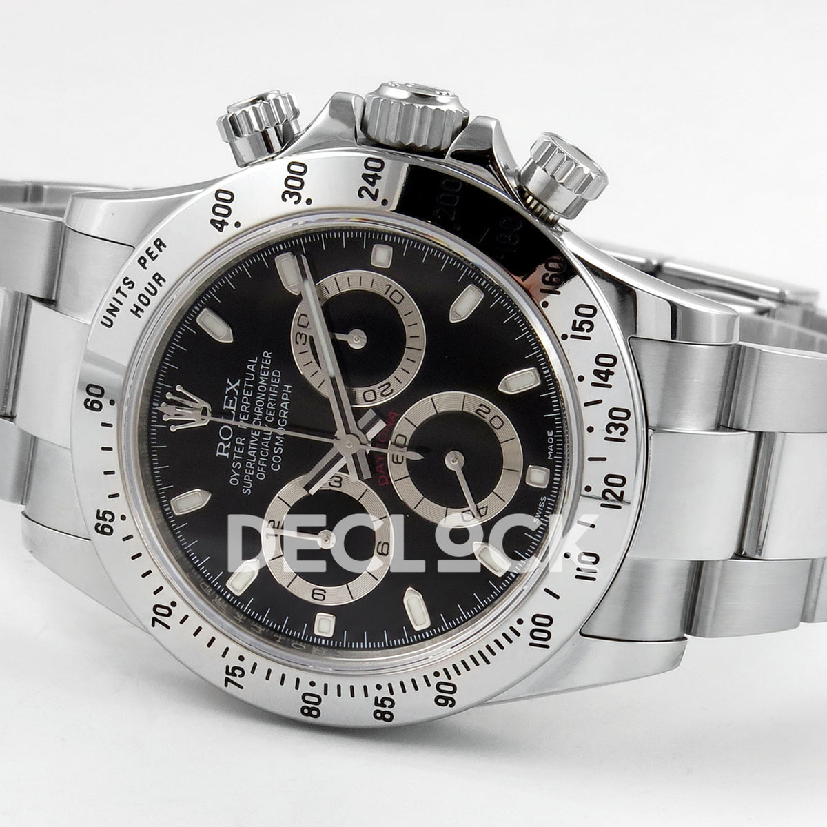 Rolex Daytona 116520 VSF VS4130 black replica - opposite horizontal front view