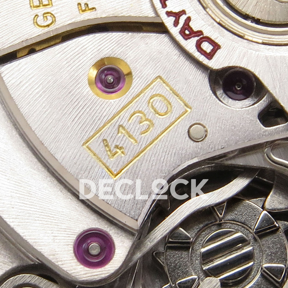 Rolex Daytona 116520 VSF VS4130 black replica - 4130 calibre marking and movement gears close-up
