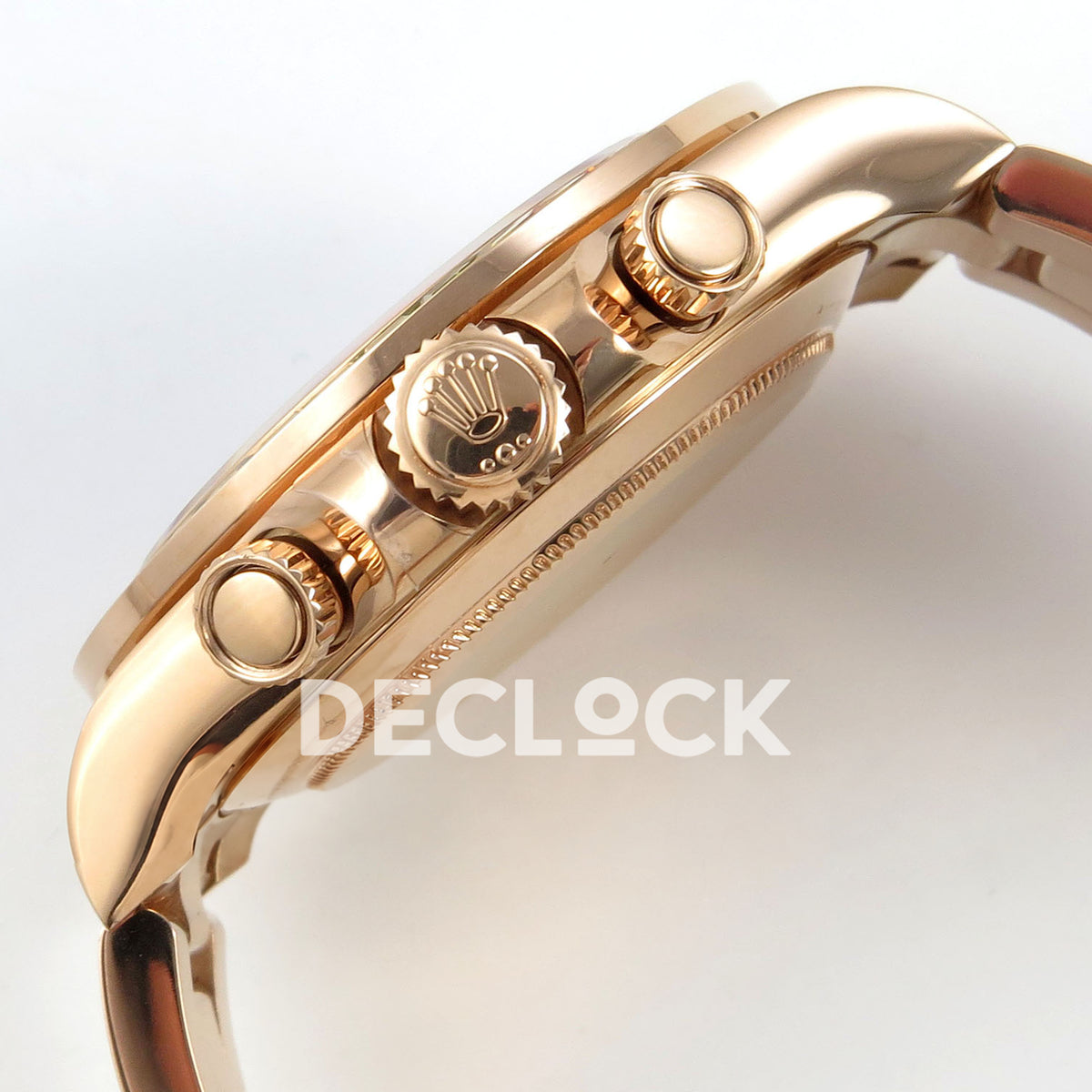 Rolex Daytona 116595RBOW AVF replica - original crown and screw-down pushers in rose-gold-tone finish