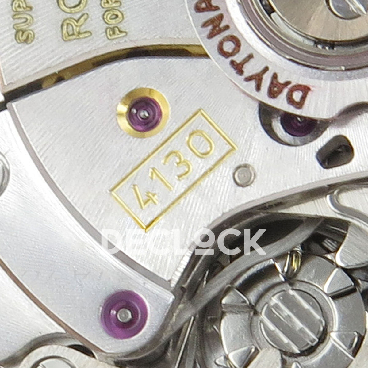 Rolex Daytona 116595RBOW AVF replica - original gold 4130 calibre engraving, jewel and mechanical bridge in close-up