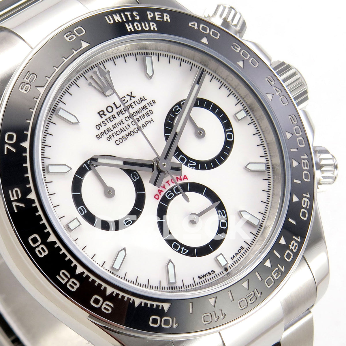Rolex Daytona 126500 BTF replica, dial inscription and hour counter detail