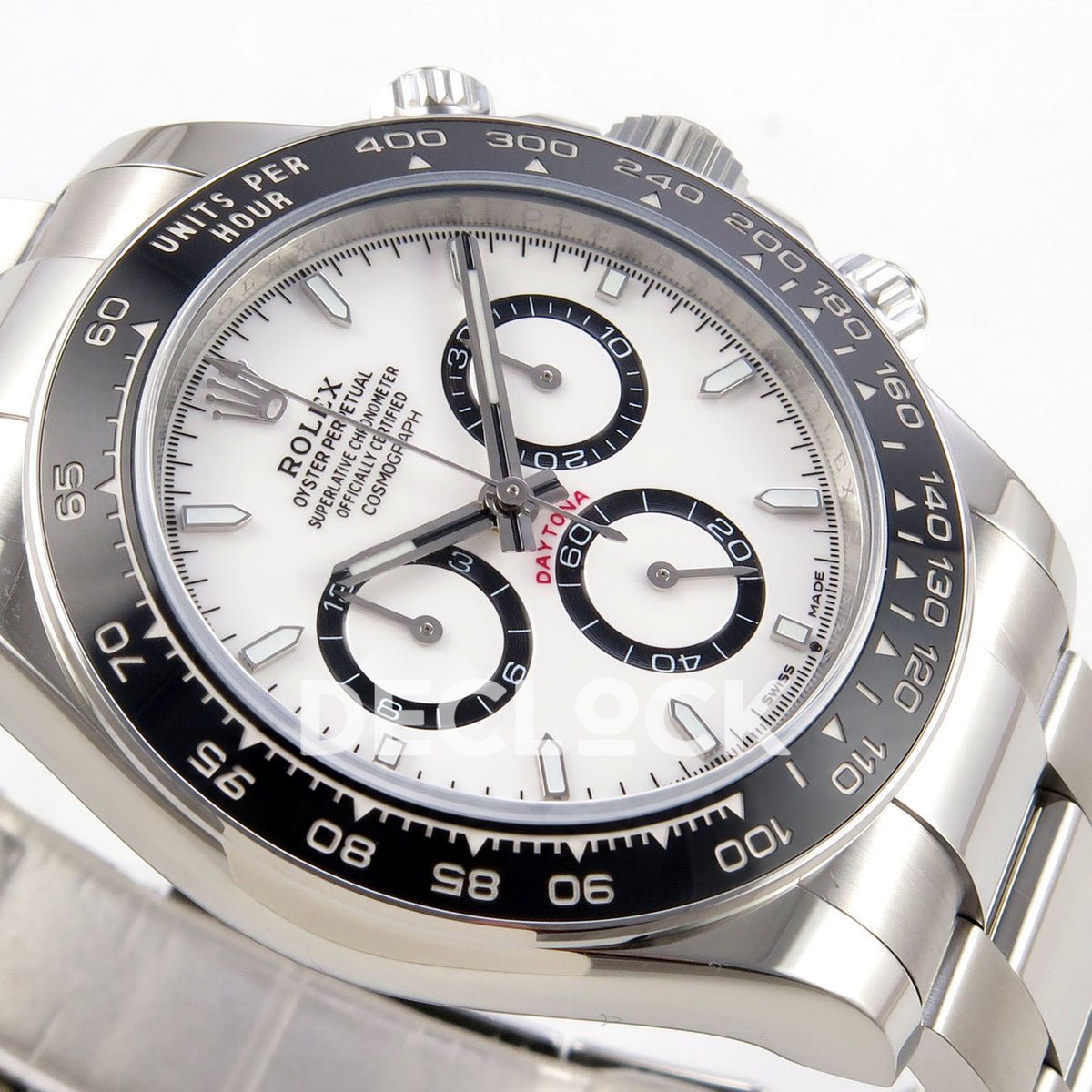 Rolex Daytona 126500 BTF replica, angled dial close-up