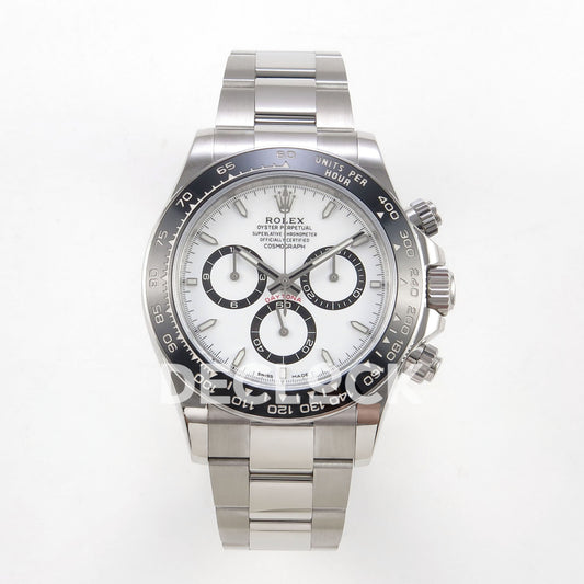Rolex Daytona 126500 WF replica, front view with white dial