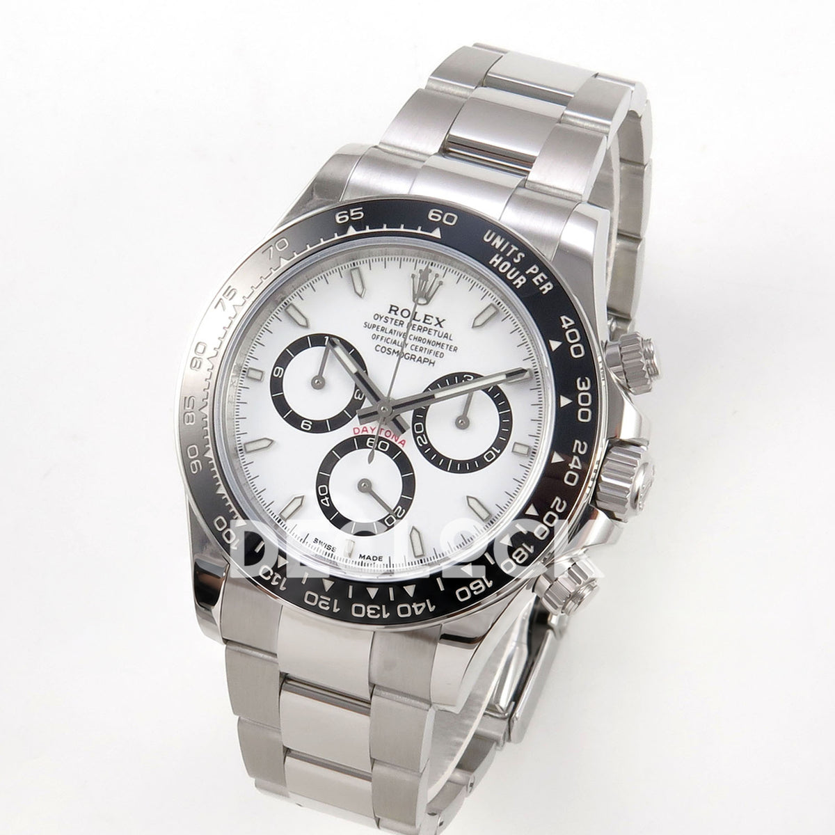 Rolex Daytona 126500 WF replica, angled front view