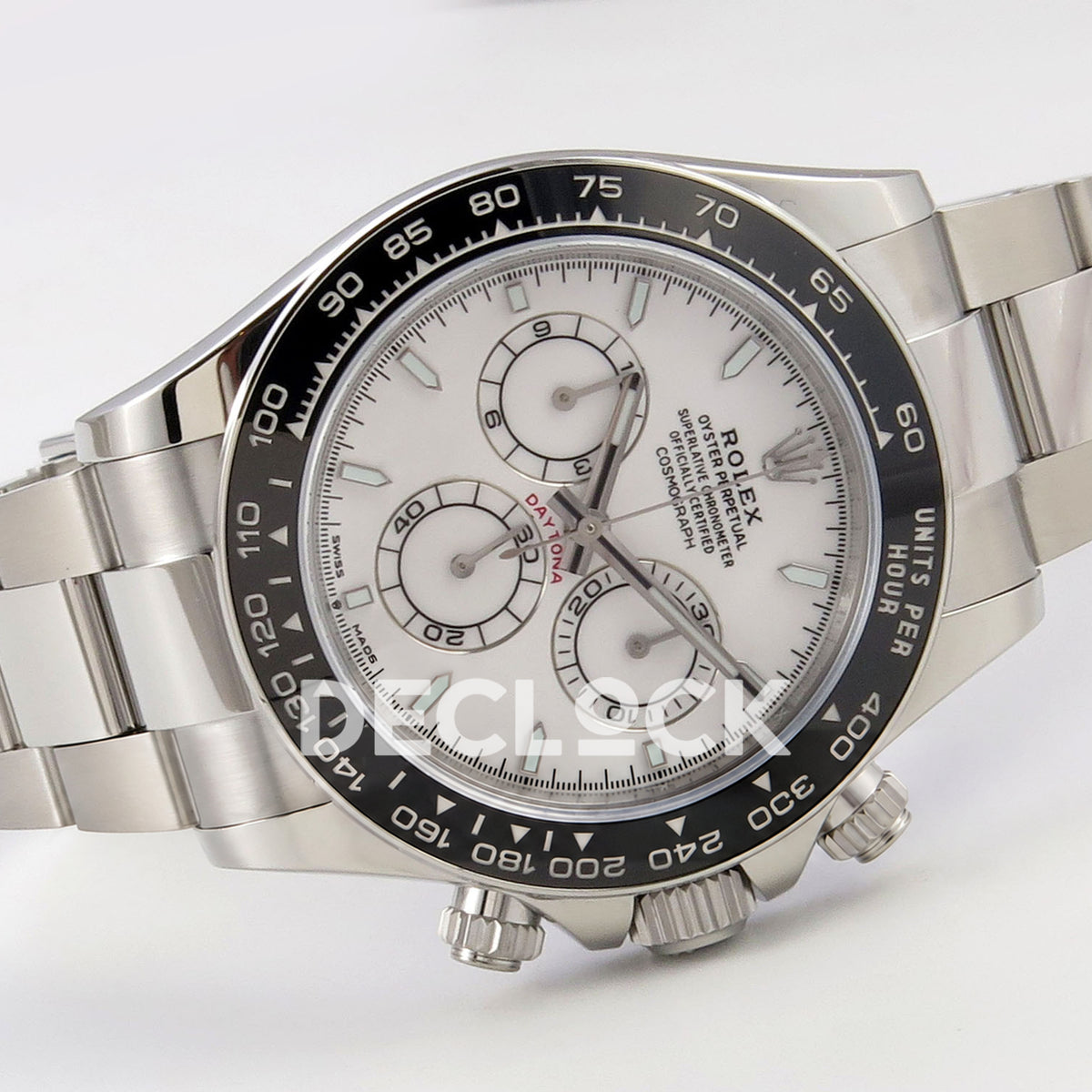 Rolex Daytona 126502 BTF replica, angled dial and bracelet view