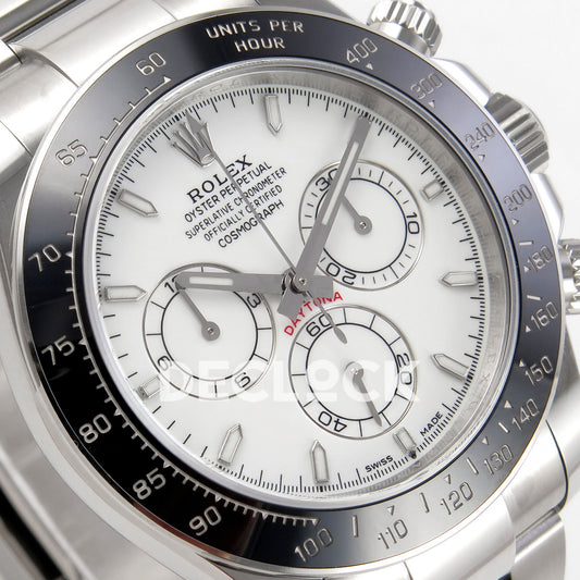 Rolex Daytona 126502 QF replica - angled white dial close-up