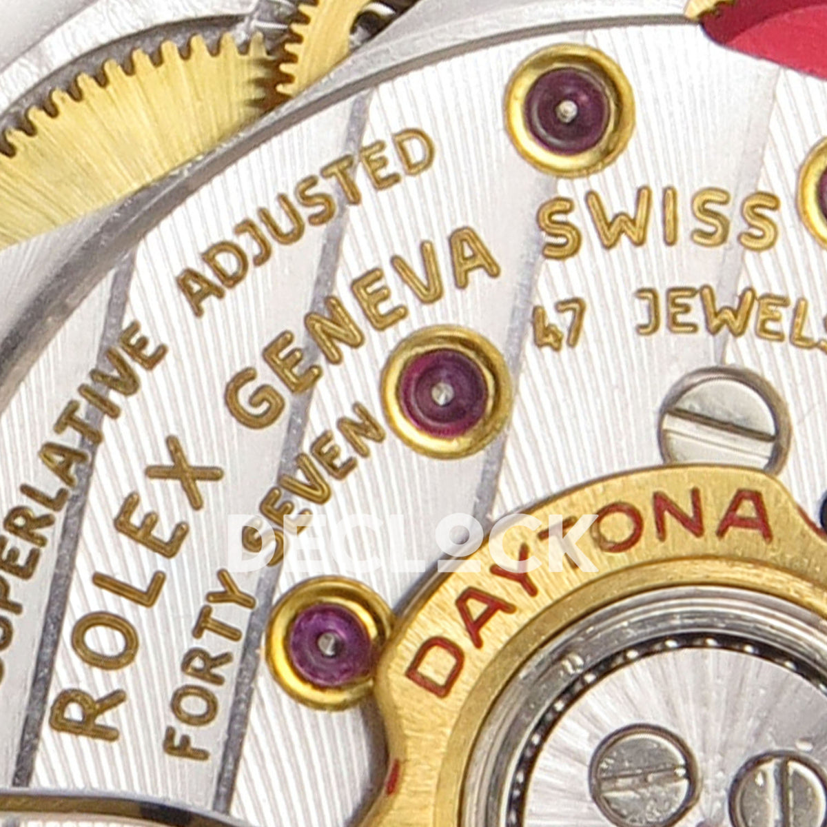 Rolex Daytona 126502 QF replica - movement engraving and jewels close-up