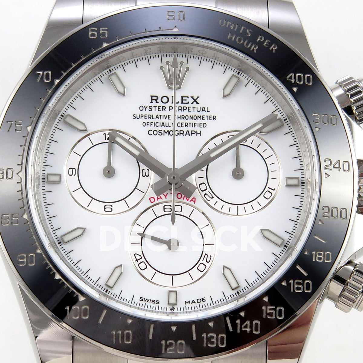 Rolex Daytona 126502 ERF replica - white dial and fine black subdial markings close-up