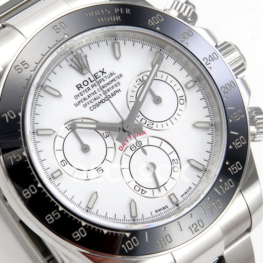 Rolex Daytona 126502 ERF replica - angled white dial close-up