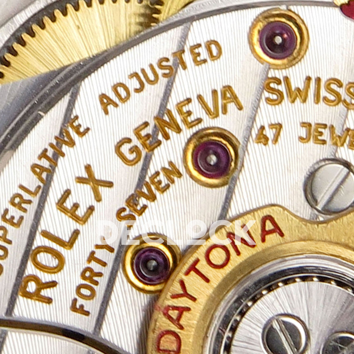 Rolex Daytona 126502 ERF replica - movement engraving and jewels close-up