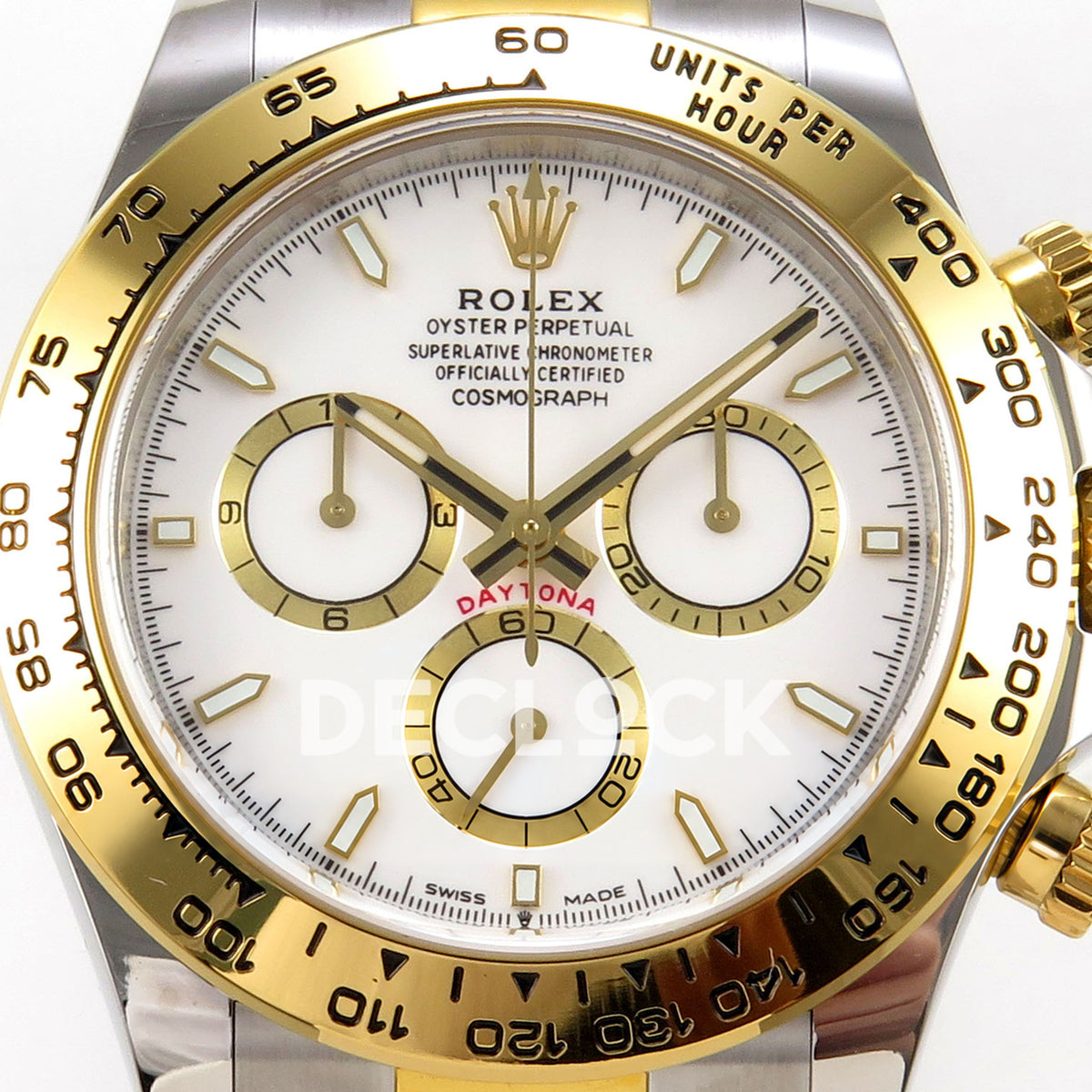 Rolex Daytona 126503 BTF replica, white dial and tachymeter close-up