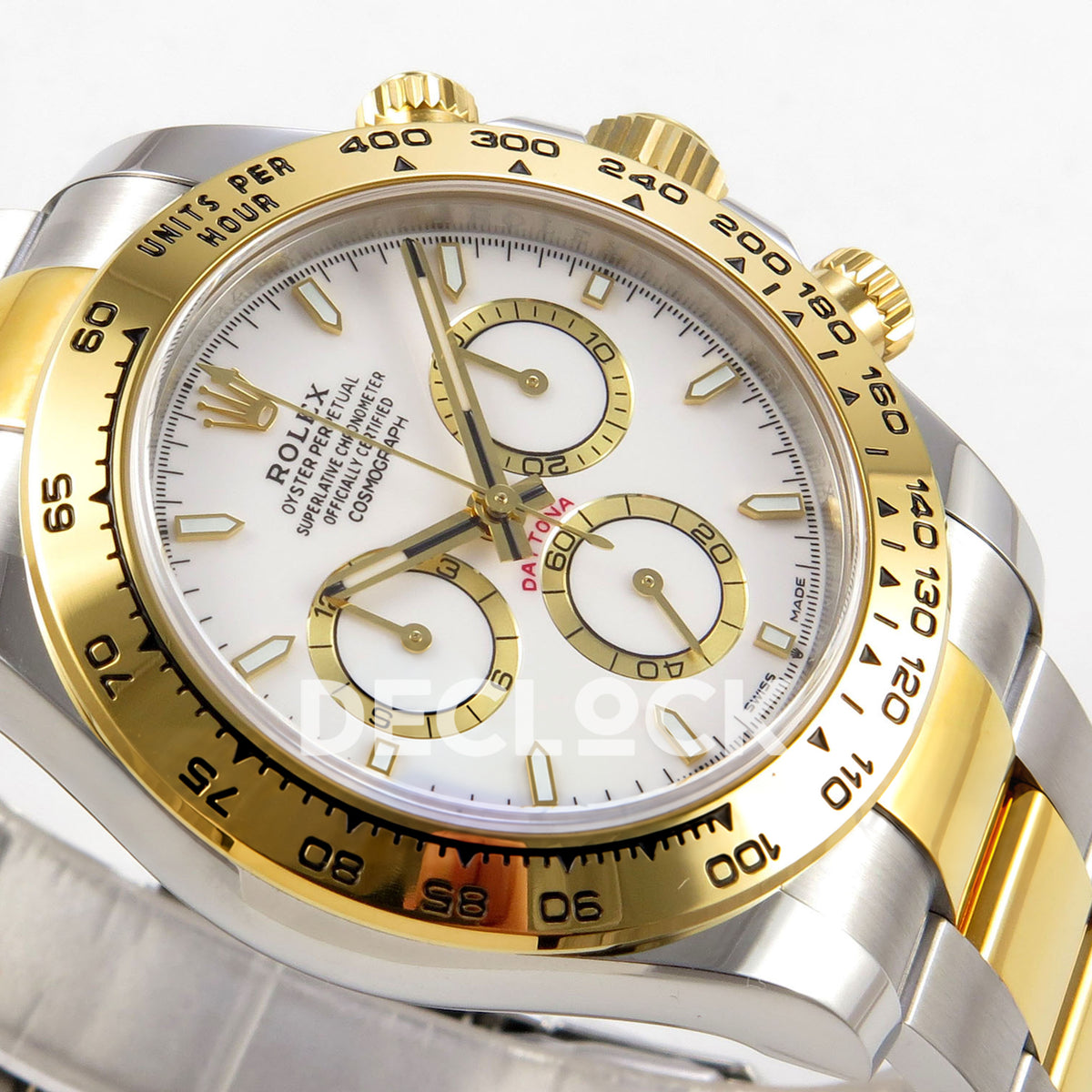 Rolex Daytona 126503 BTF replica, gold-rimmed chronograph counters and luminous indices