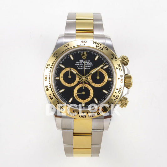 Rolex Daytona 126503 WF replica, front view with black dial and luminous hour markers