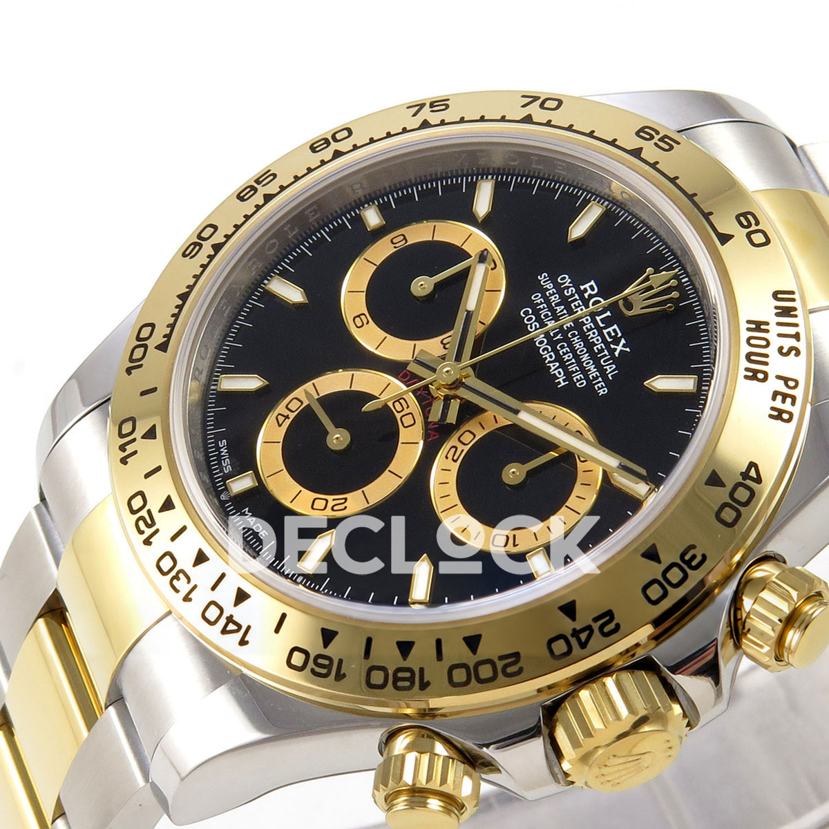 Rolex Daytona 126503 WF replica, gold tachymeter bezel and dial detail