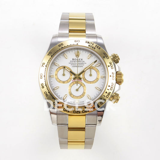 Rolex Daytona 126503 WF replica, front view with white dial and luminous hour markers