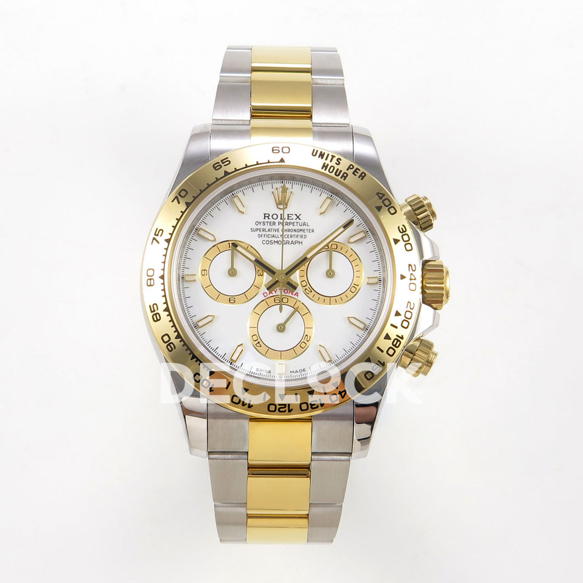 Rolex Daytona 126503 WF replica, front view with white dial and luminous hour markers