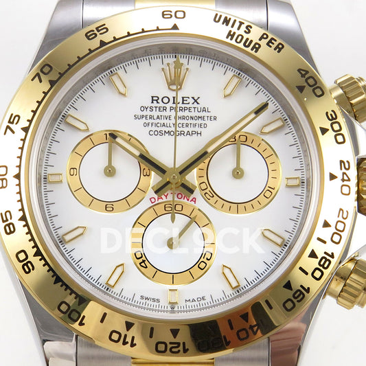 Rolex Daytona 126503 WF replica, white and gold dial close-up