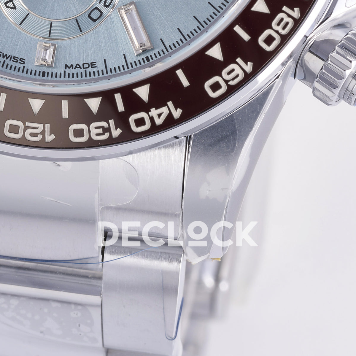 Rolex Daytona 126506 3BF replica - original brown ceramic lower tachymeter bezel,Swiss Made,baguette marker and silver bracelet with protective film