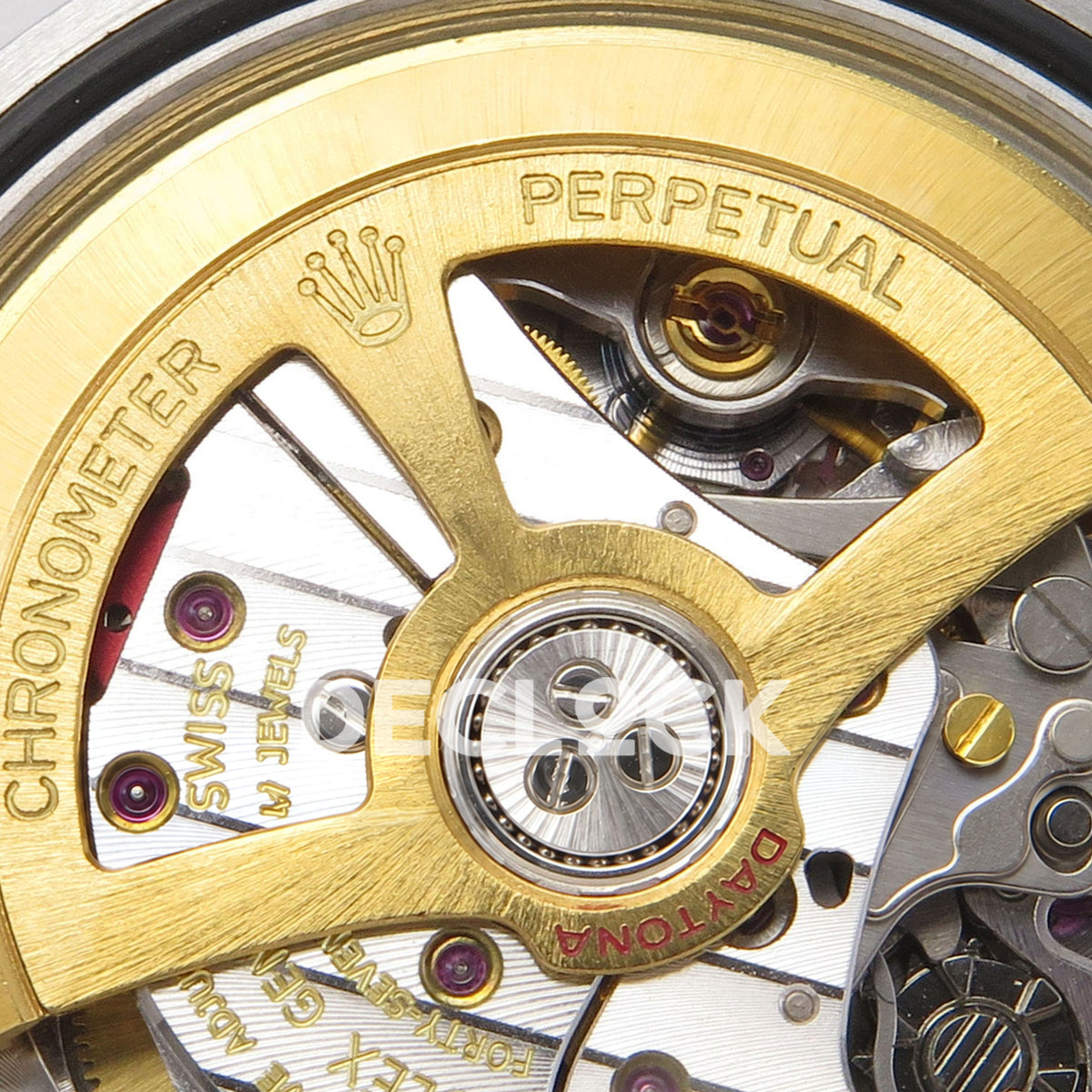 Rolex Daytona 126506 BTF replica, gold rotor and jewel detail