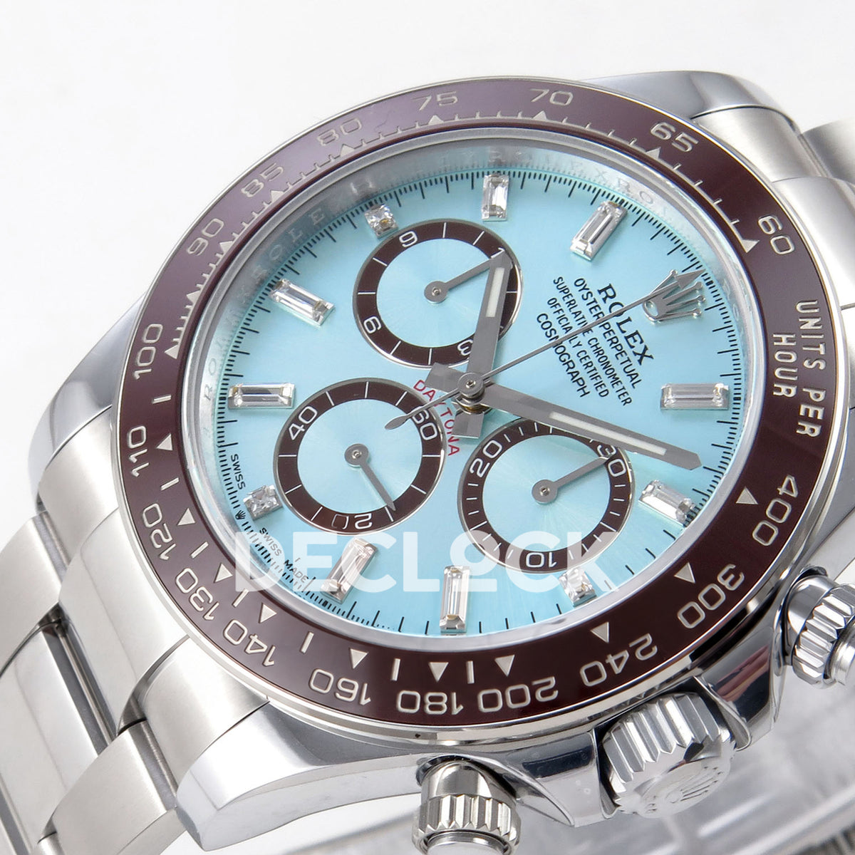 Rolex Daytona 126506 Ice Blue Crystal QF V13 replica - horizontal angled dial detail