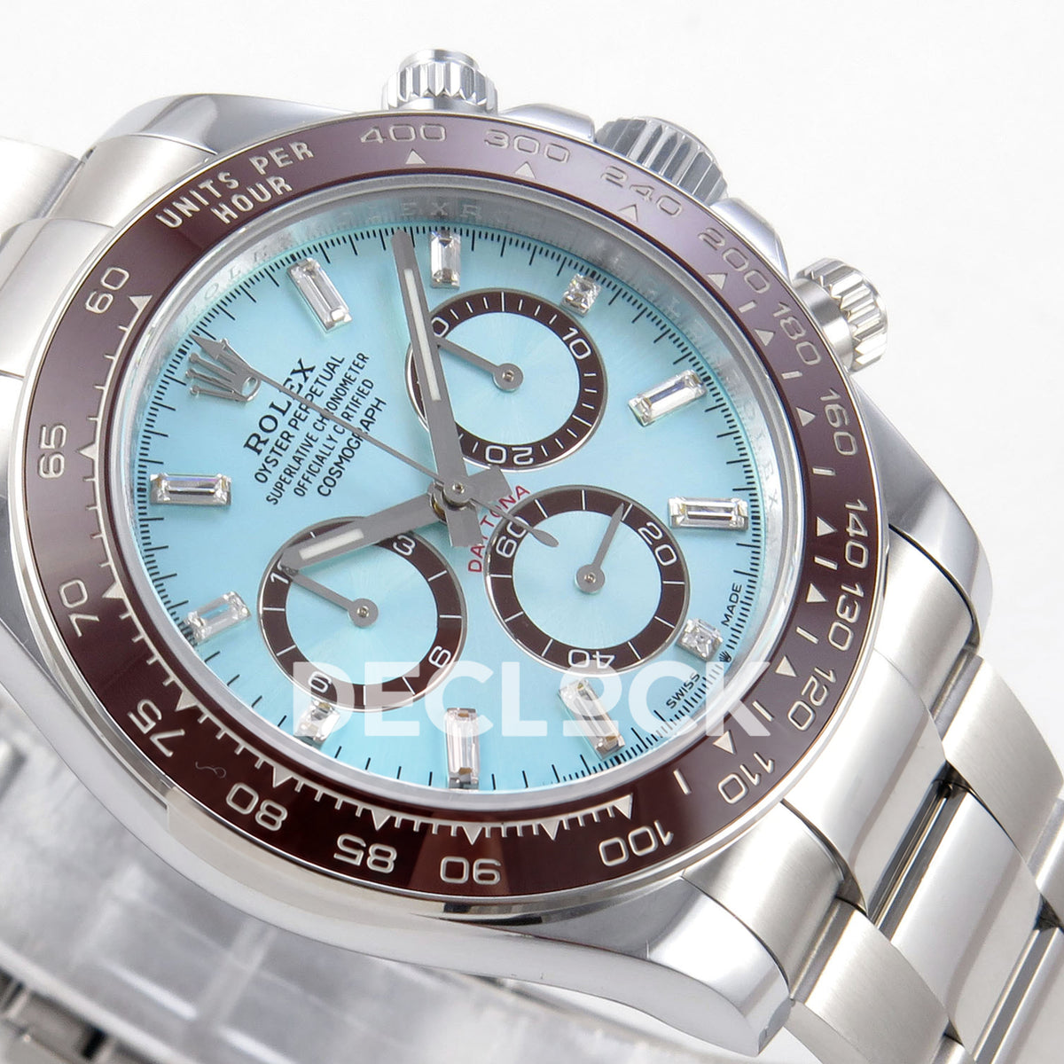 Rolex Daytona 126506 Ice Blue Crystal QF V13 replica - opposite angled dial detail