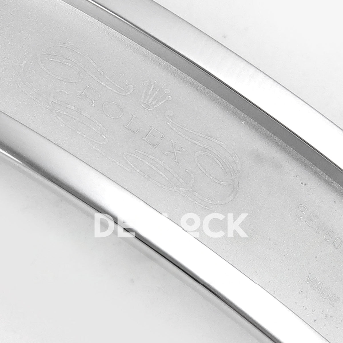 Rolex Daytona 126506 QF V13 ice-blue dial replica - faint Rolex clasp engraving close-up