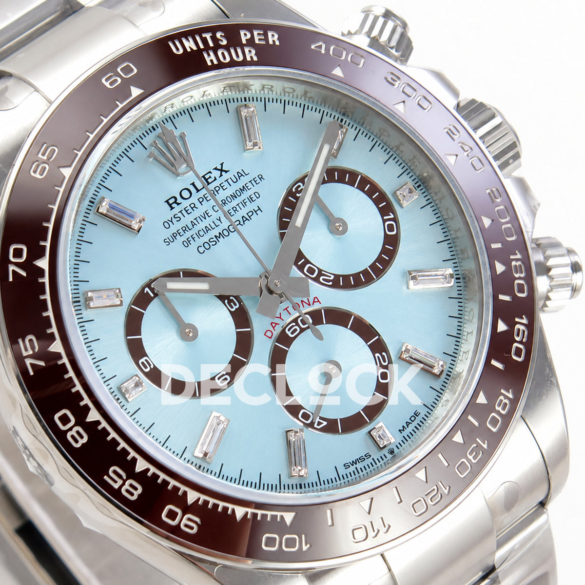 Rolex Daytona 126506 VSF, ice blue diamond markers, VS4131 V3s weighted — angled dial