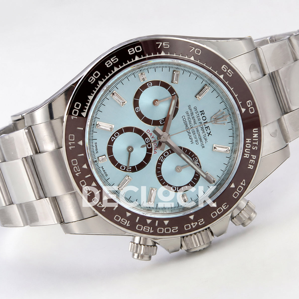 Rolex Daytona 126506 VSF, ice blue diamond markers, VS4131 V3s weighted — bracelet front angle