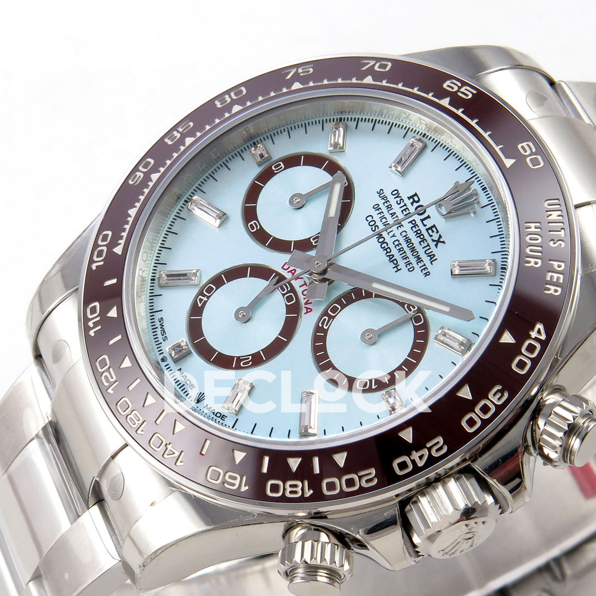 Rolex Daytona 126506 VSF DD4802 gem-marker replica - horizontal angled dial view