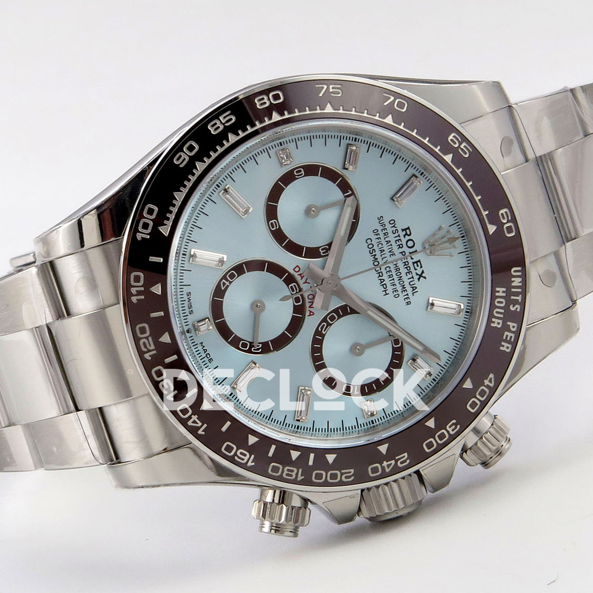 Rolex Daytona 126506 VSF DD4802 gem-marker replica - horizontal front view with stainless-steel bracelet