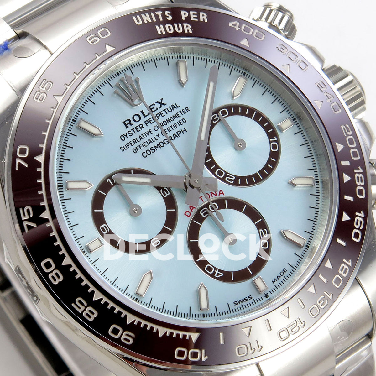 Rolex Daytona 126506 VSF DD4802 stick-marker replica - angled dial and bezel detail