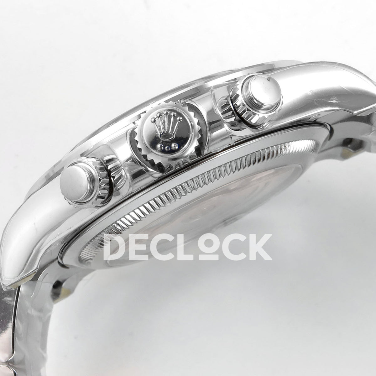 Rolex Daytona 126506 VSF DD4802 stick-marker replica - winding crown and chronograph pushers